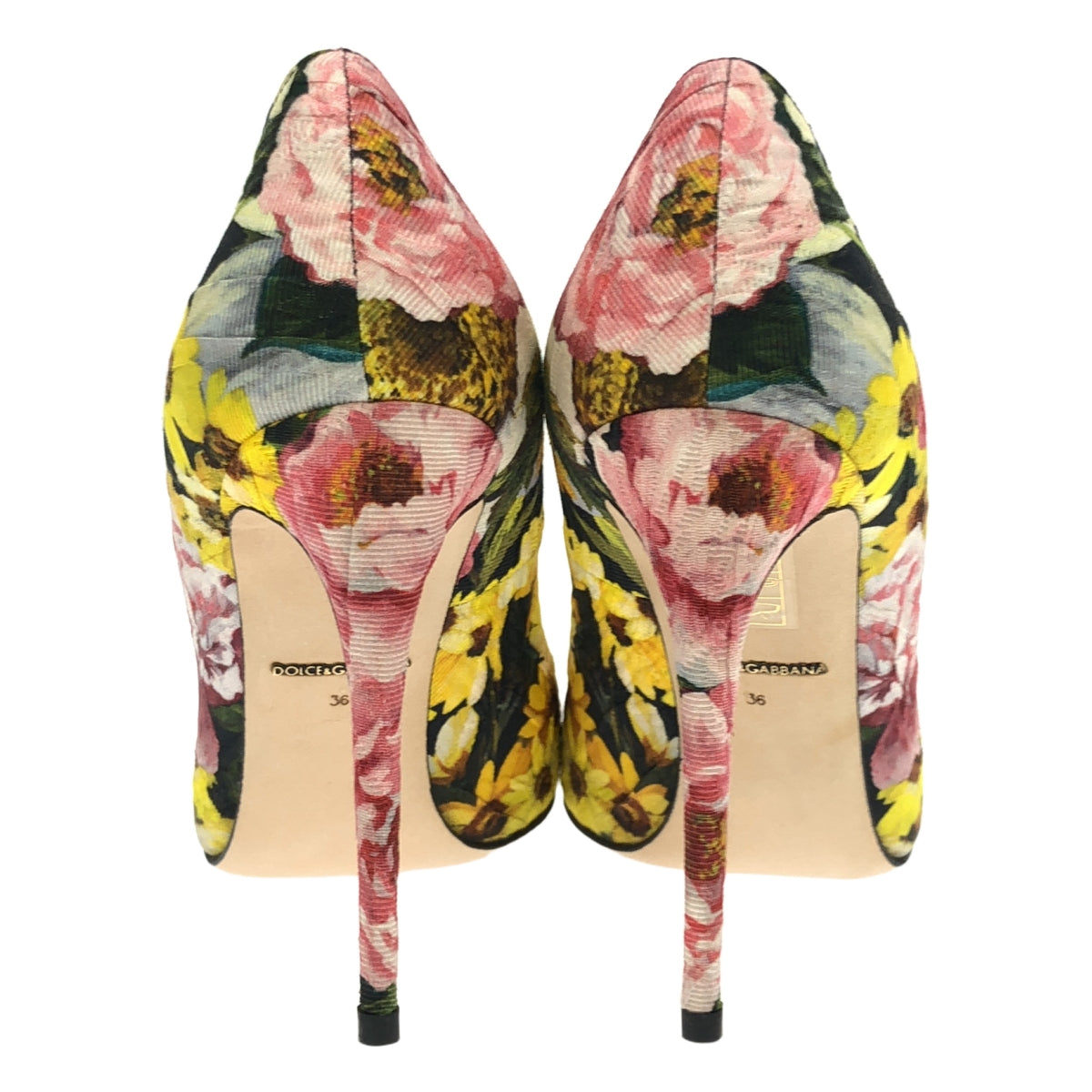 [狀況良好] DOLCE &amp; GABBANA |花朵提花寶石高跟鞋 |尺寸 36 |多色 |女性的