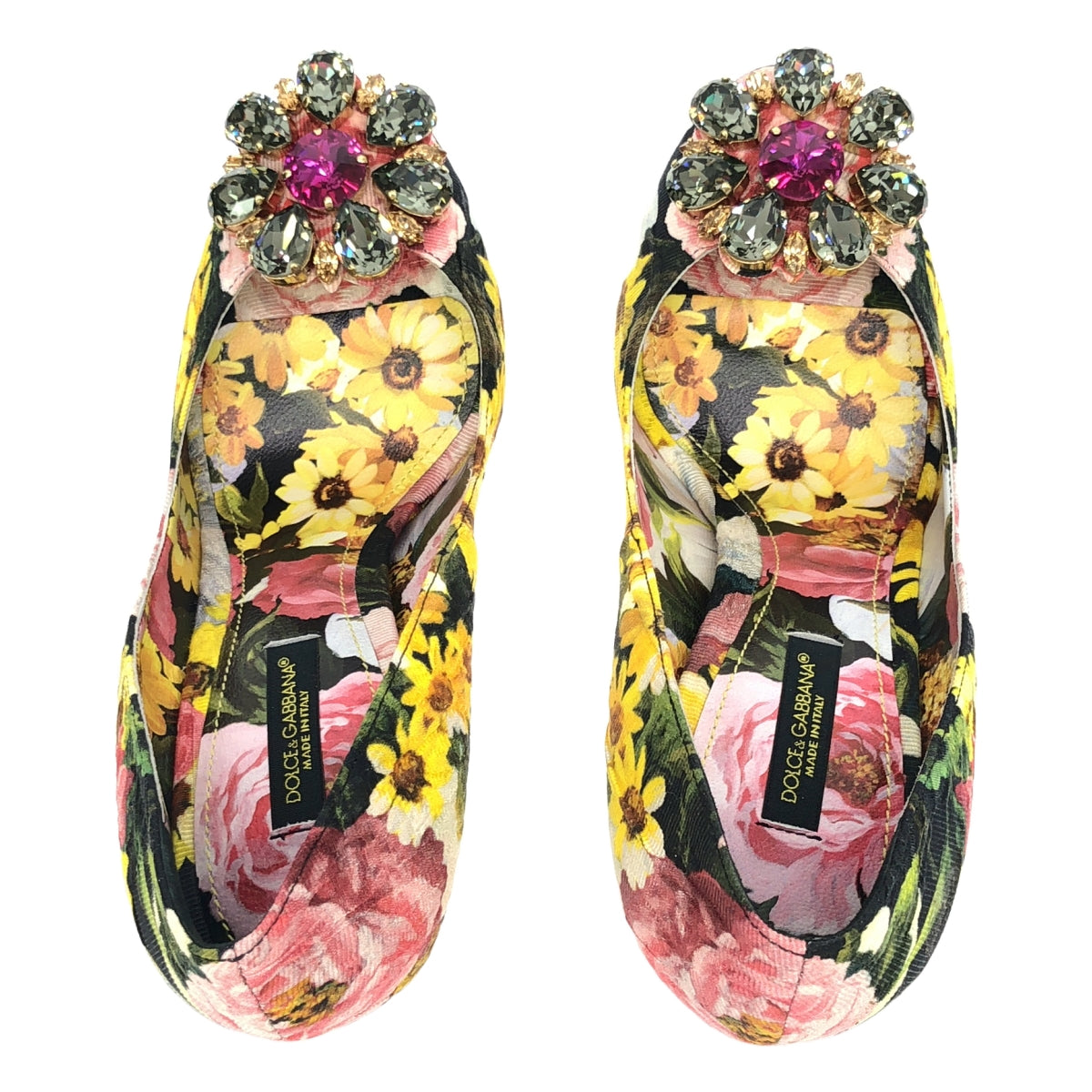 [狀況良好] DOLCE &amp; GABBANA |花朵提花寶石高跟鞋 |尺寸 36 |多色 |女性的