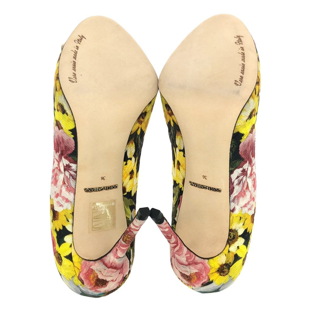 【美品】  DOLCE＆GABBANA / ドルチェ＆ガッバーナドルガバ | フラワー ジャガード ビジュー 装飾 ヒール パンプス | 36 | マルチカラー | レディース