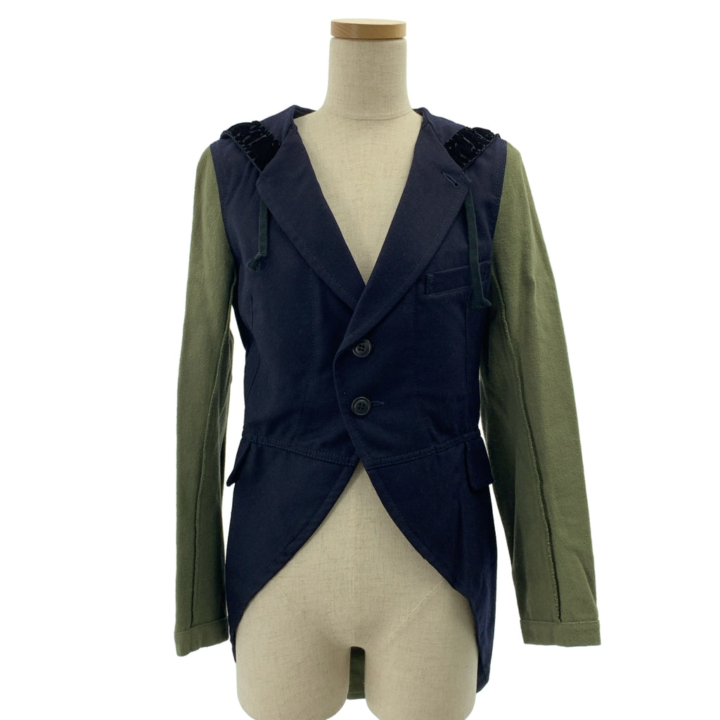 COMME des GARCONS COMME des GARCONS / コムコム | 2010AW | 変形 バイカラー シングルブレスト ロングジャケット フーディ | XS | レディース