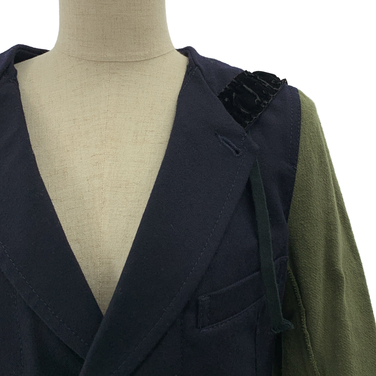 COMME des GARCONS COMME des GARCONS / コムコム | 2010AW | 変形 バイカラー シングルブレスト ロングジャケット フーディ | XS | レディース