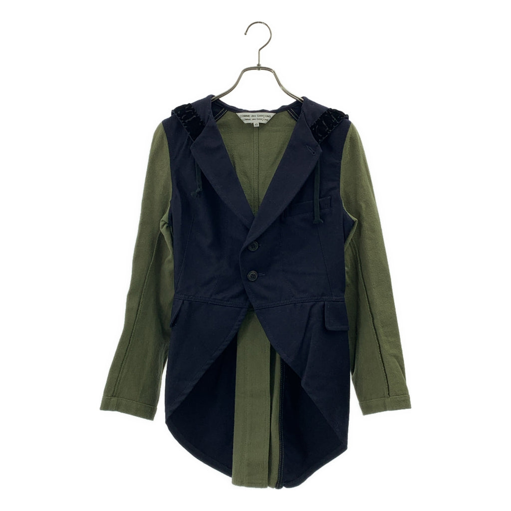 COMME des GARCONS COMME des GARCONS / コムコム | 2010AW | 変形 バイカラー シングルブレスト ロングジャケット フーディ | XS | レディース