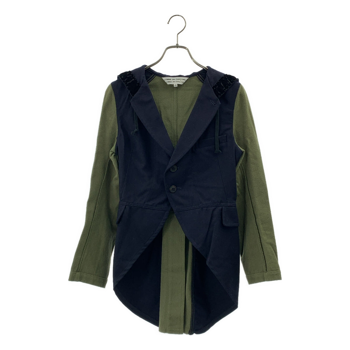COMME des GARCONS COMME des GARCONS / コムコム | 2010AW | 変形 バイカラー シングルブレスト ロングジャケット フーディ | XS | レディース
