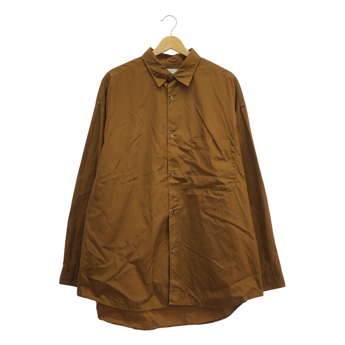 [狀況極佳] Graphpaper | 2021 春夏 | 寬版超大長袖常規領襯衫 | F 碼 | 棕色 | 男款