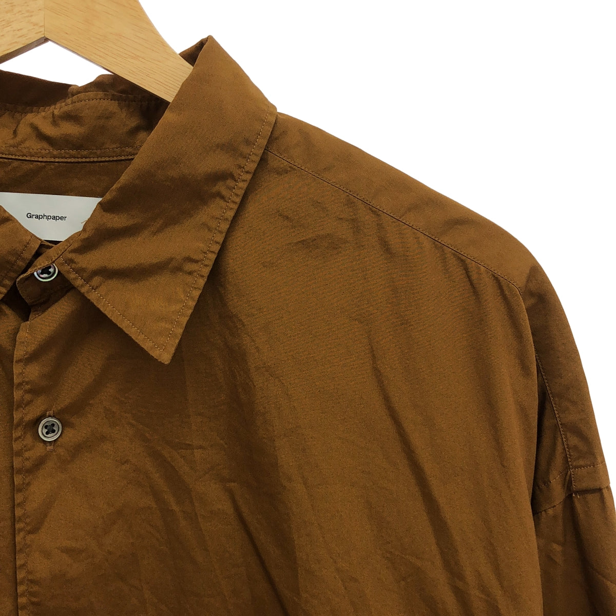 [狀況極佳] Graphpaper | 2021 春夏 | 寬版超大長袖常規領襯衫 | F 碼 | 棕色 | 男款