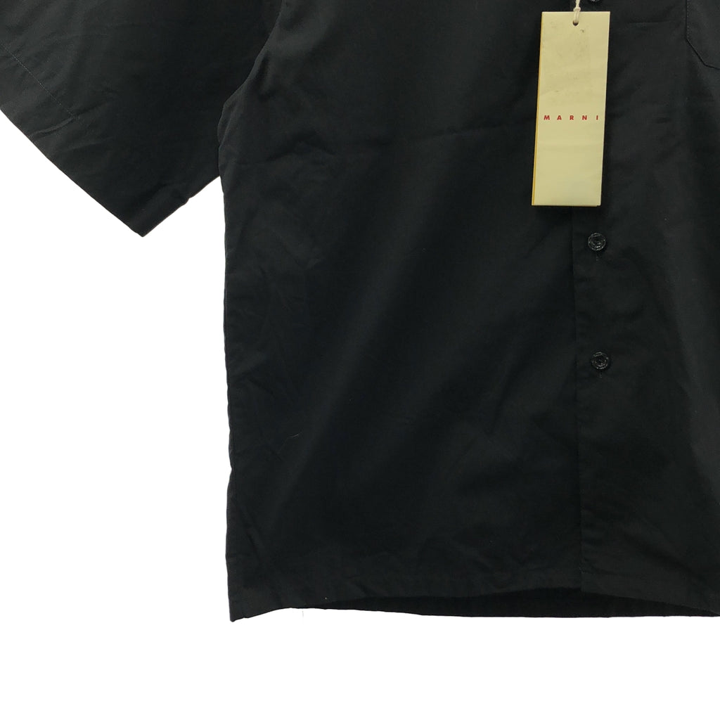 MARNI / マルニ | Organic Poplin Shirt / ステッチワーク ロゴ オープンカラーシャツ | 46 | メンズ
