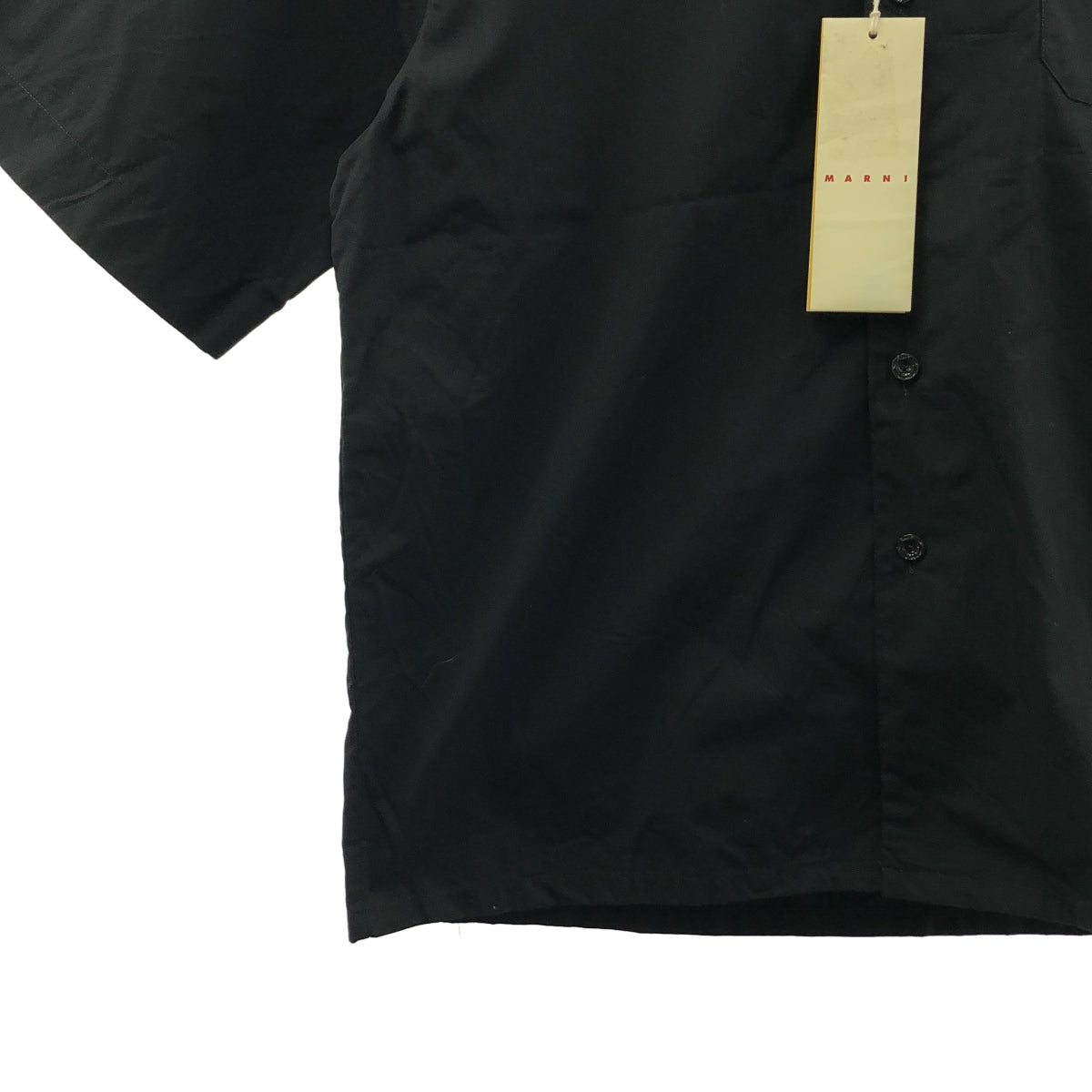 MARNI / マルニ | Organic Poplin Shirt / ステッチワーク ロゴ オープンカラーシャツ | 46 | メンズ