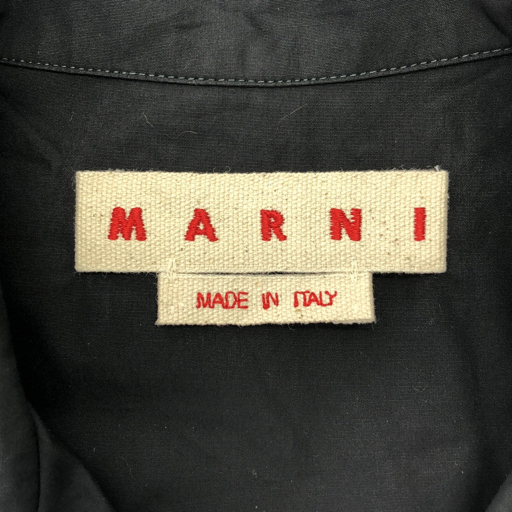 MARNI / マルニ | Organic Poplin Shirt / ステッチワーク ロゴ オープンカラーシャツ | 46 | メンズ