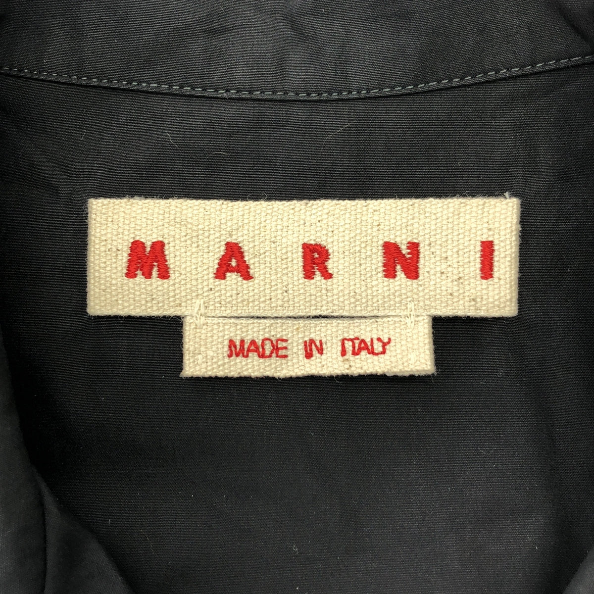 MARNI / マルニ | Organic Poplin Shirt / ステッチワーク ロゴ オープンカラーシャツ | 46 | メンズ