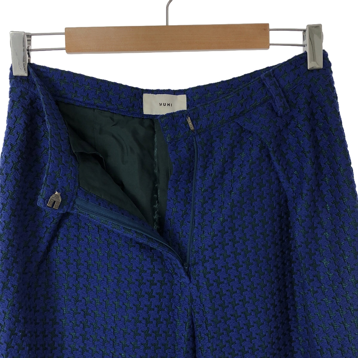 YUKI / 유키 | 총무늬 와이드 테이퍼드 팬츠 | M | 블루/그린 | 여성