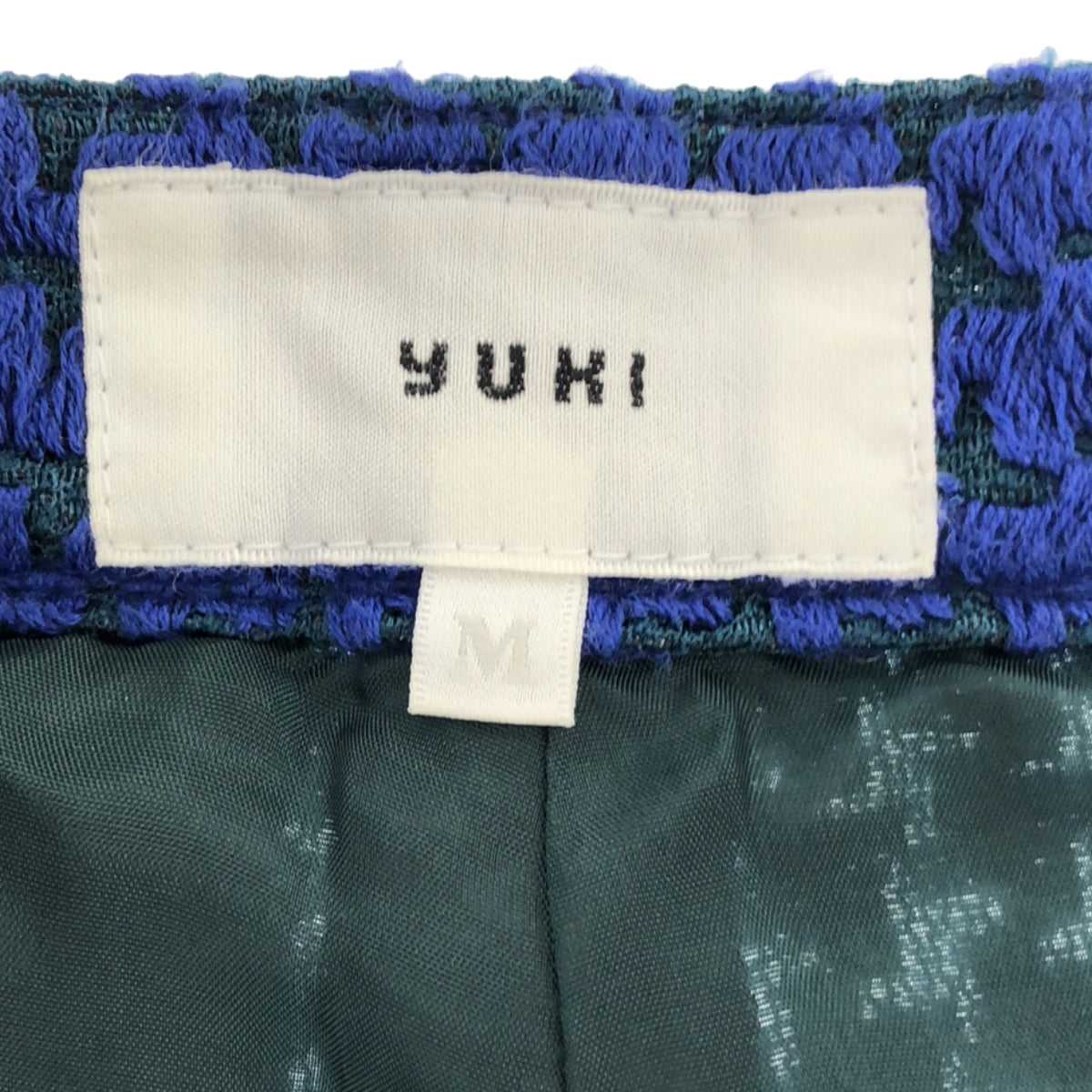 YUKI / 유키 | 총무늬 와이드 테이퍼드 팬츠 | M | 블루/그린 | 여성