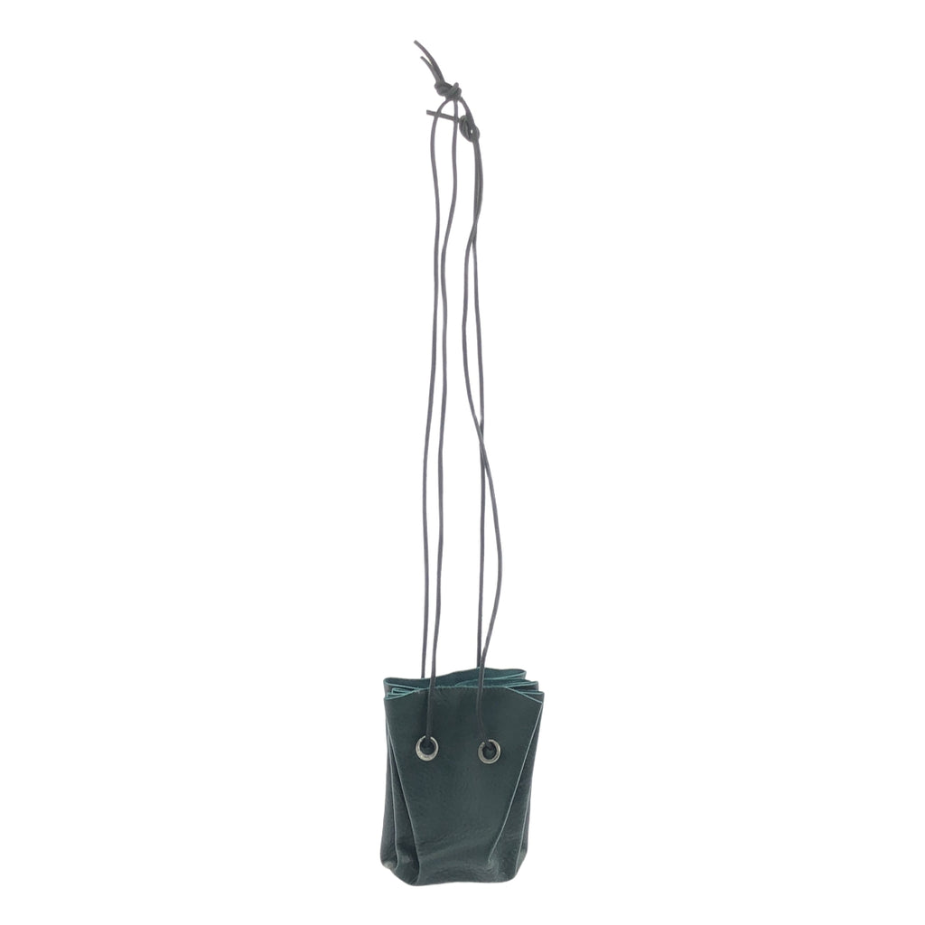 【美品】  TAGLIOVIVO / タリオヴィヴォ | 2024 | × HUES レザー 巾着 ショルダーバッグ | ダークグリーン | メンズ