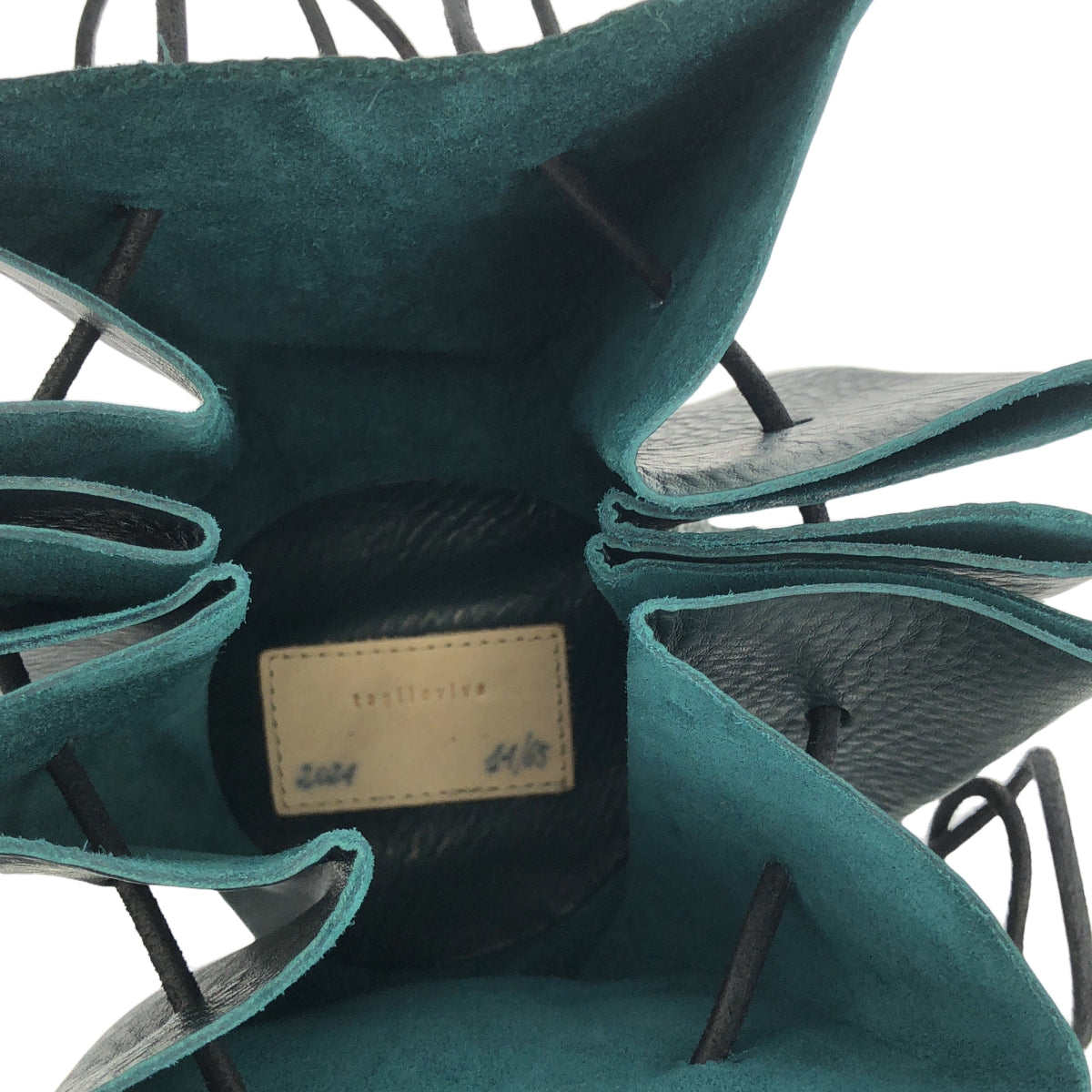 【美品】  TAGLIOVIVO / タリオヴィヴォ | 2024 | × HUES レザー 巾着 ショルダーバッグ | ダークグリーン | メンズ
