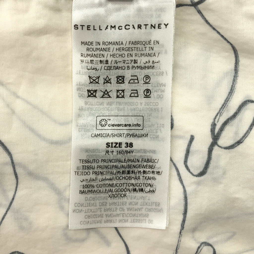 STELLA McCARTNEY | 塗鴉印花動物印花蝴蝶結泡泡袖襯衫 | 38 碼 | 象牙色 | 女款