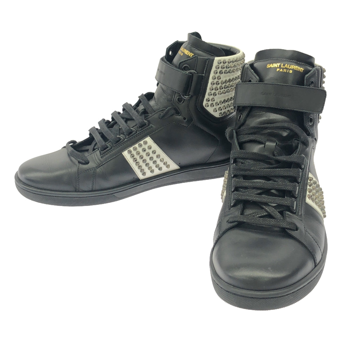 SAINT LAURENT PARIS | 361275 Studded High-Cut Leather Sneakers | 43.5 | Men's