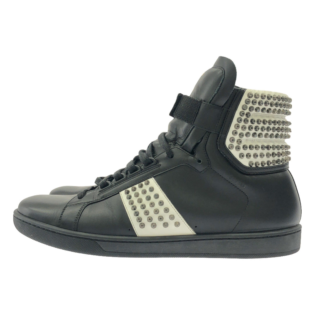 SAINT LAURENT PARIS | 361275 Studded High-Cut Leather Sneakers | 43.5 | Men's