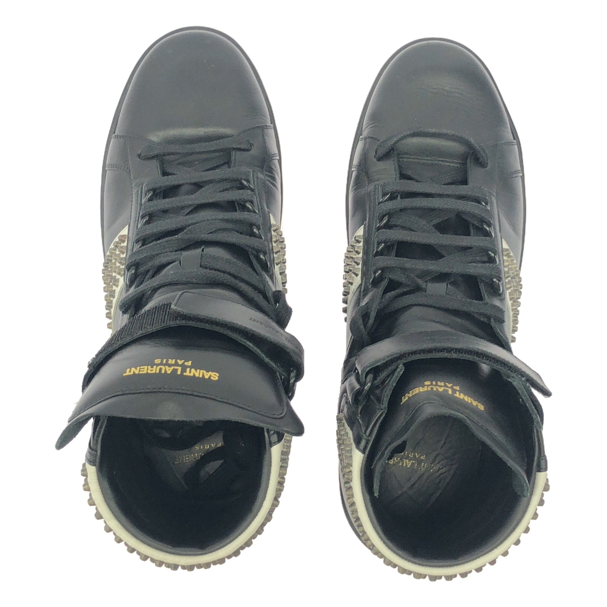 SAINT LAURENT PARIS | 361275 Studded High-Cut Leather Sneakers | 43.5 | Men's