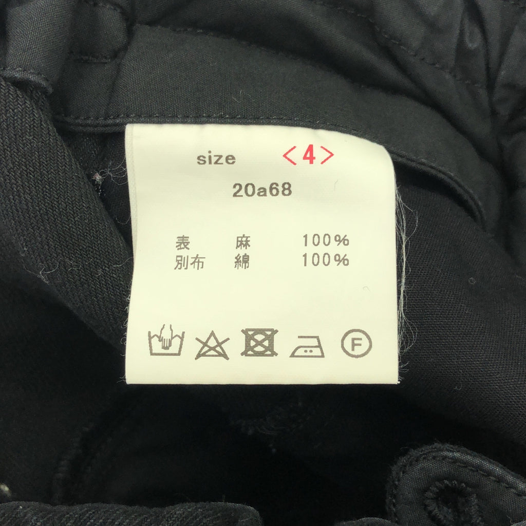 山內 |鹽縮拉絨亞麻褲 |尺寸 4 |黑色 |男士