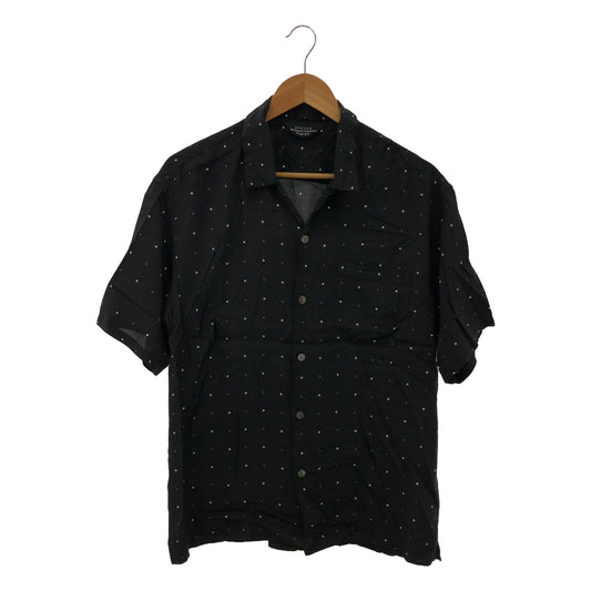 UNUSED | Rayon Square Dot Open Collar Short Sleeve Shirt | 2 | Black | Men's