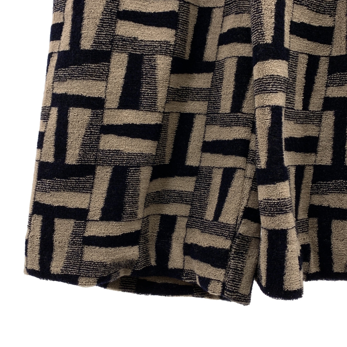 [狀況極佳] 6(ROKU) BEAUTY&amp;YOUTH | KIKA PILE ALL-IN-ONE 絨面印花連身褲 | 尺寸 36 | 米色/海軍藍 | 女款