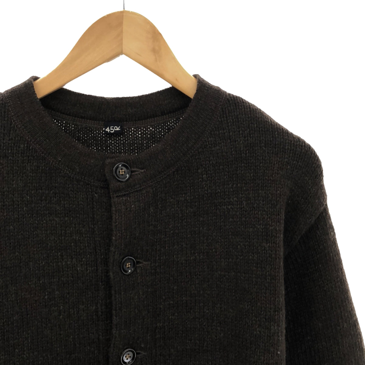 45r / Forty-Five R | Wool linen blend crew neck cardigan | 2 | Dark brown | Women's