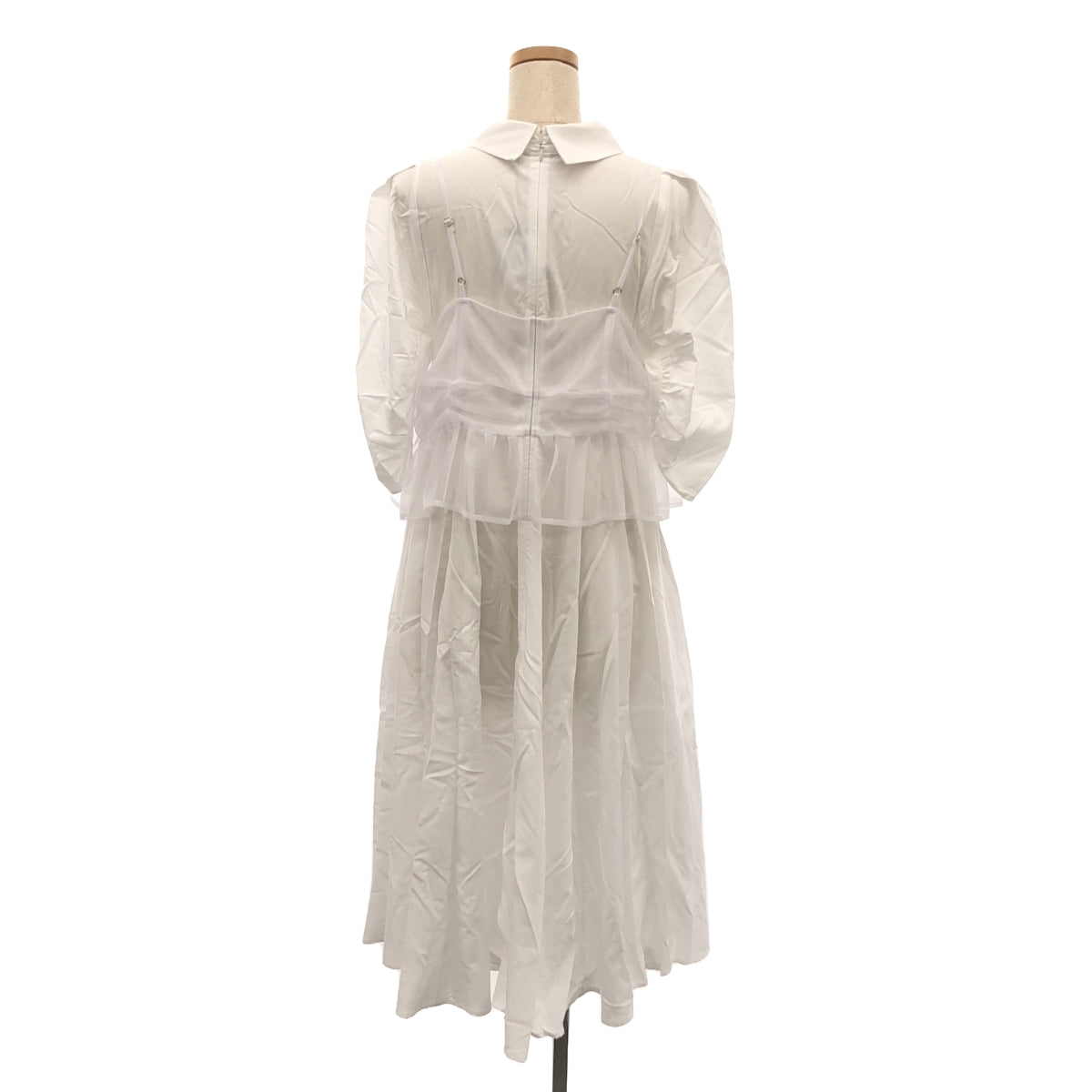 糖果脫衣舞孃 / 糖果脫衣舞孃 | CAMI DOCKING SHIRT ONE-PIECE / 薄紗緊身胸衣分層襯衫式連身裙 | 2 |白色 |女性的