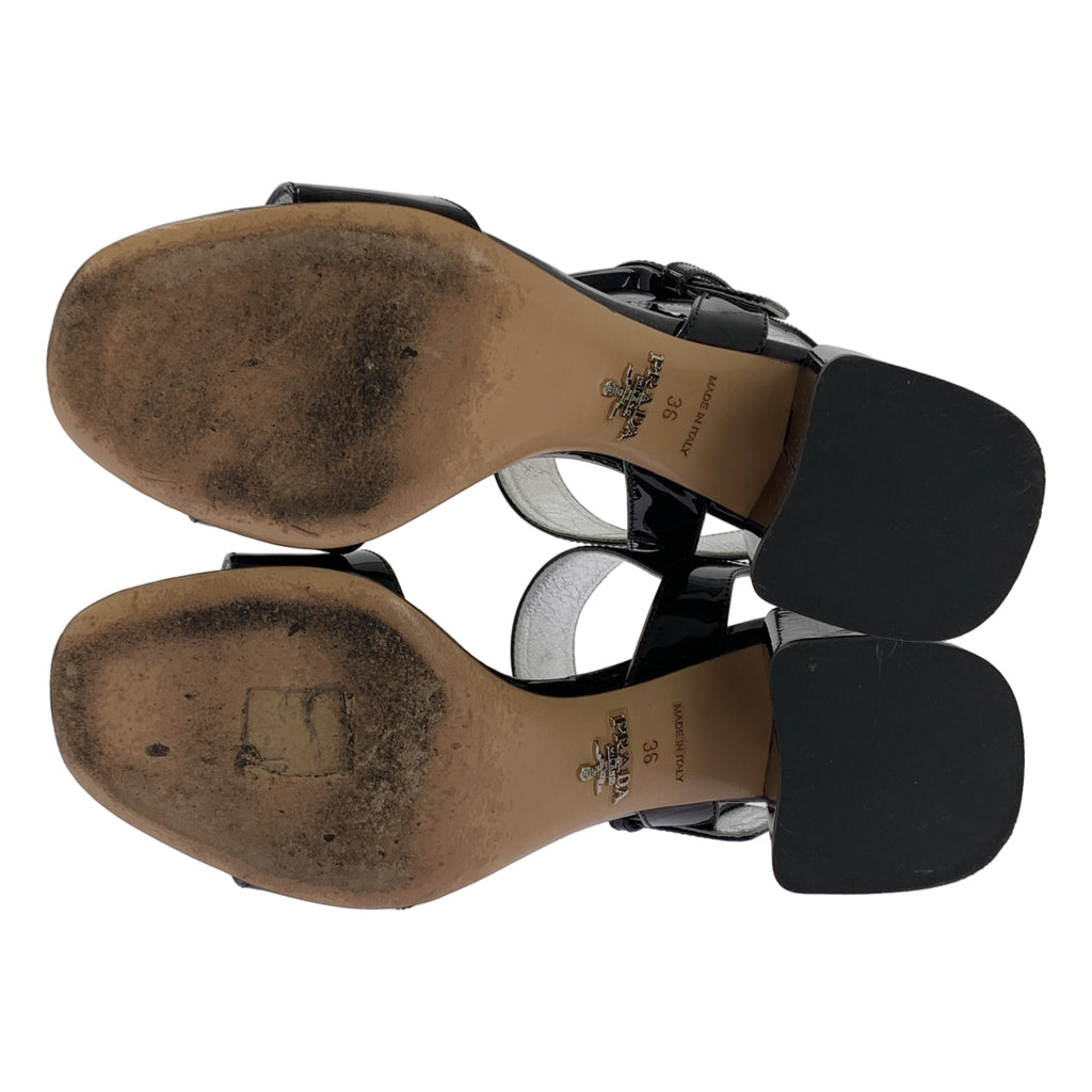 PRADA / プラダ | パテントレザー バックル サンダル | 36 | レディース