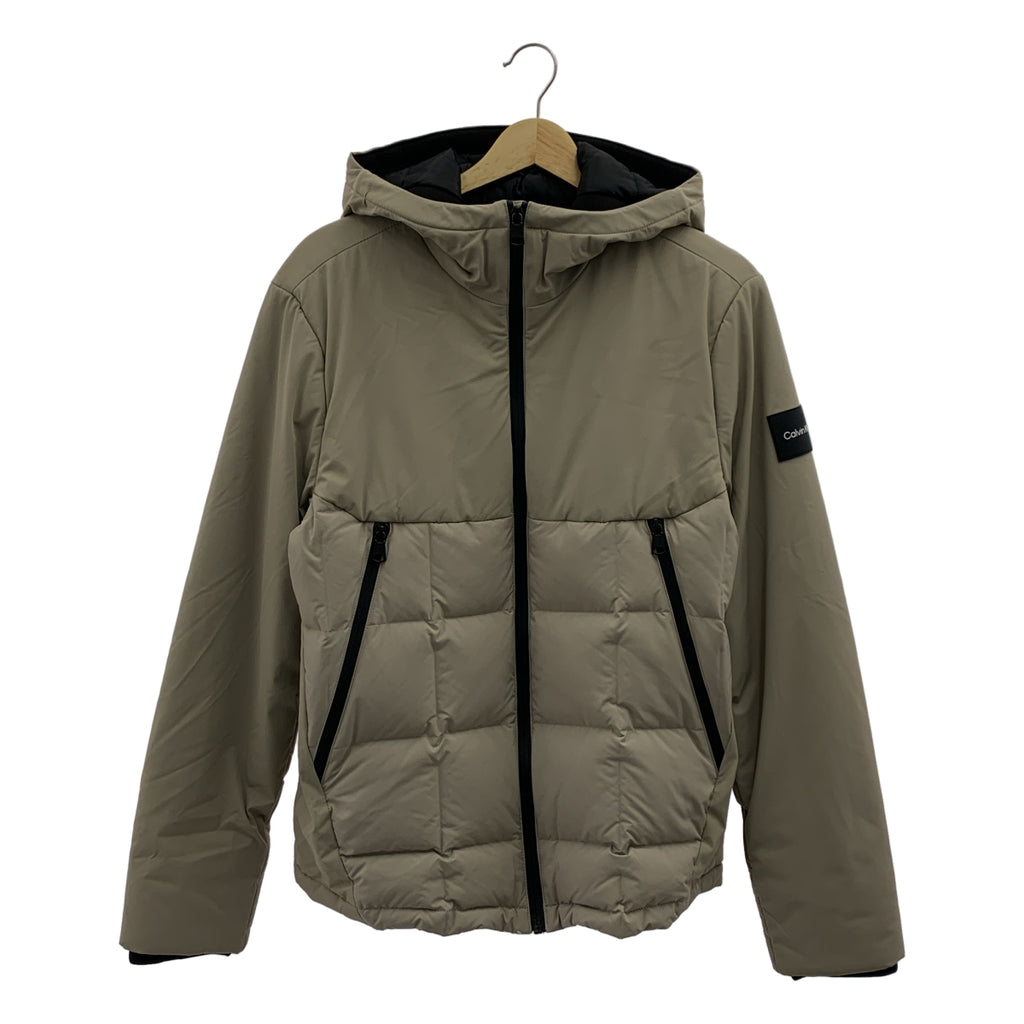 CALVIN KLEIN / カルバンクライン | ロゴパッチ フルジップ ダウンジャケット フーディ | S |
