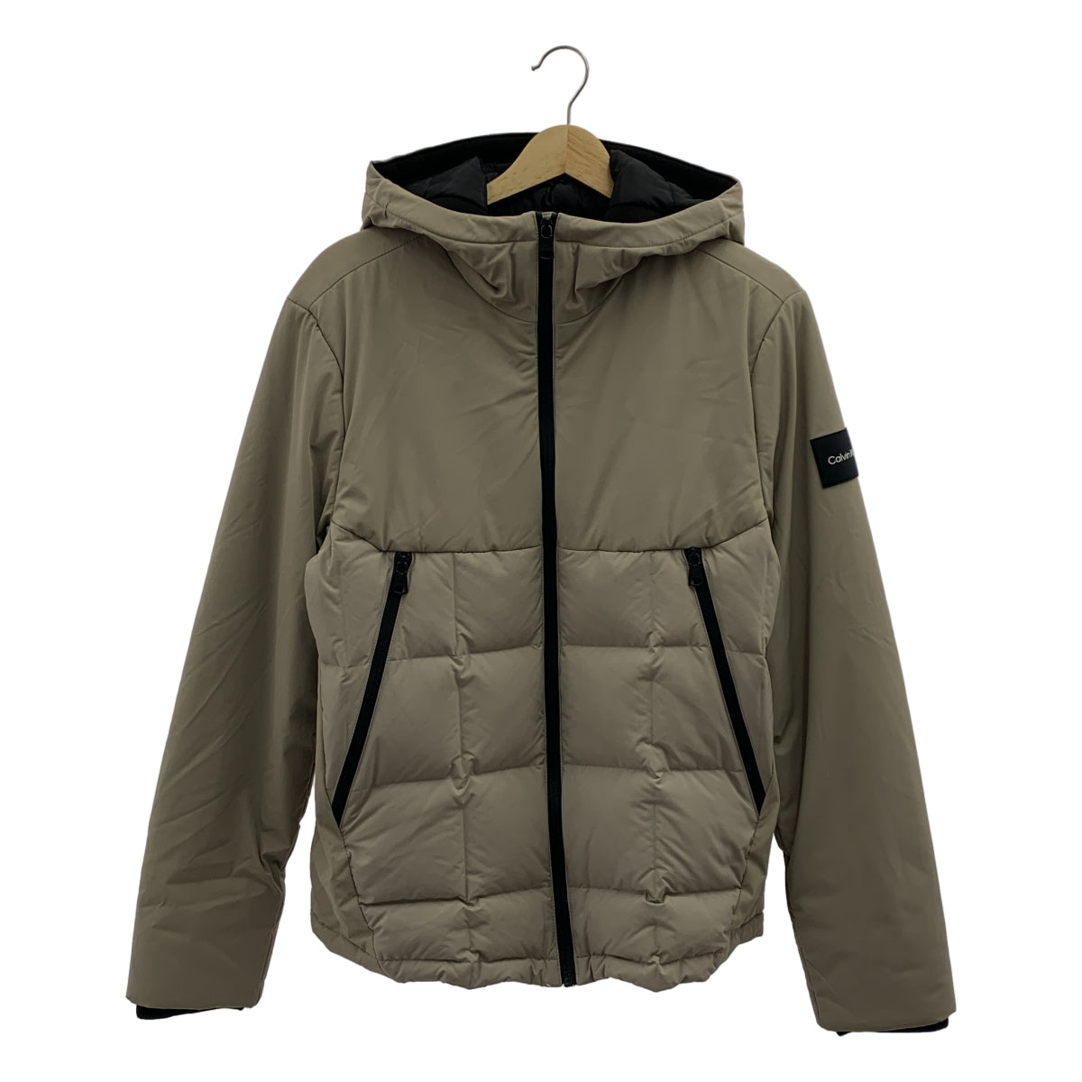 CALVIN KLEIN / カルバンクライン | ロゴパッチ フルジップ ダウンジャケット フーディ | S |