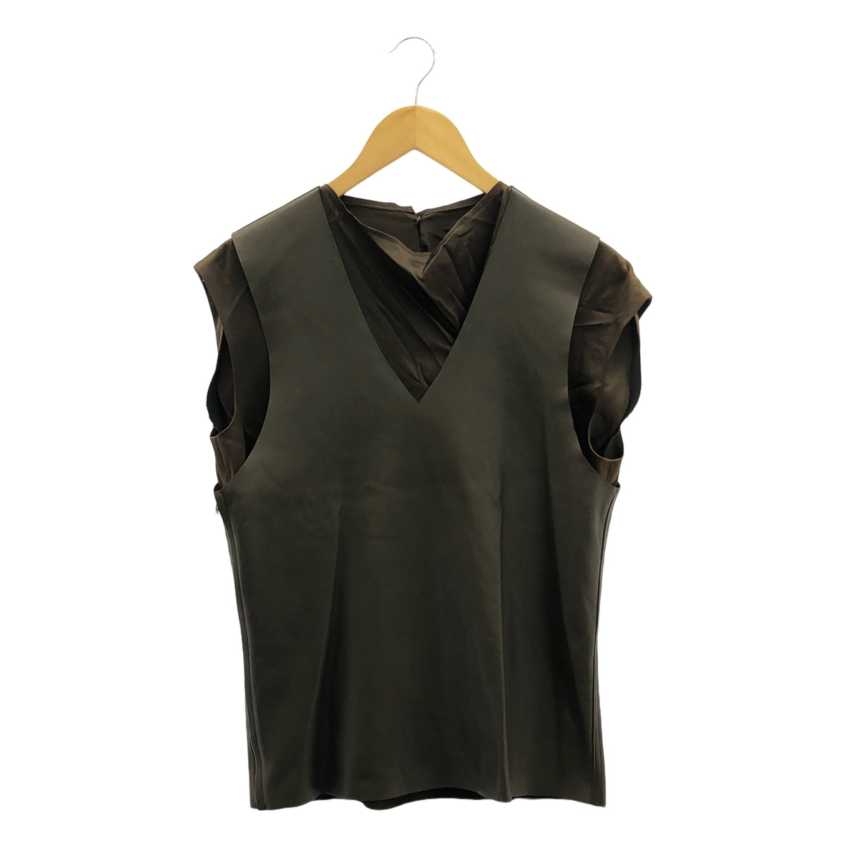 [品相良好] 小野友美 |皮革側拉鍊套頭背心/含內衣 | 40 |深棕色 |女性的