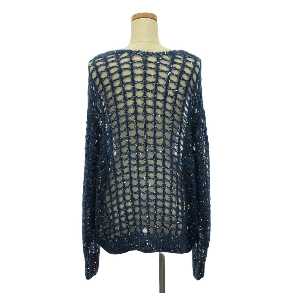 【美品】  CINOH / チノ | モヘヤ シルク スパンコール ニット プルオーバー | 38 | ネイビー | レディース