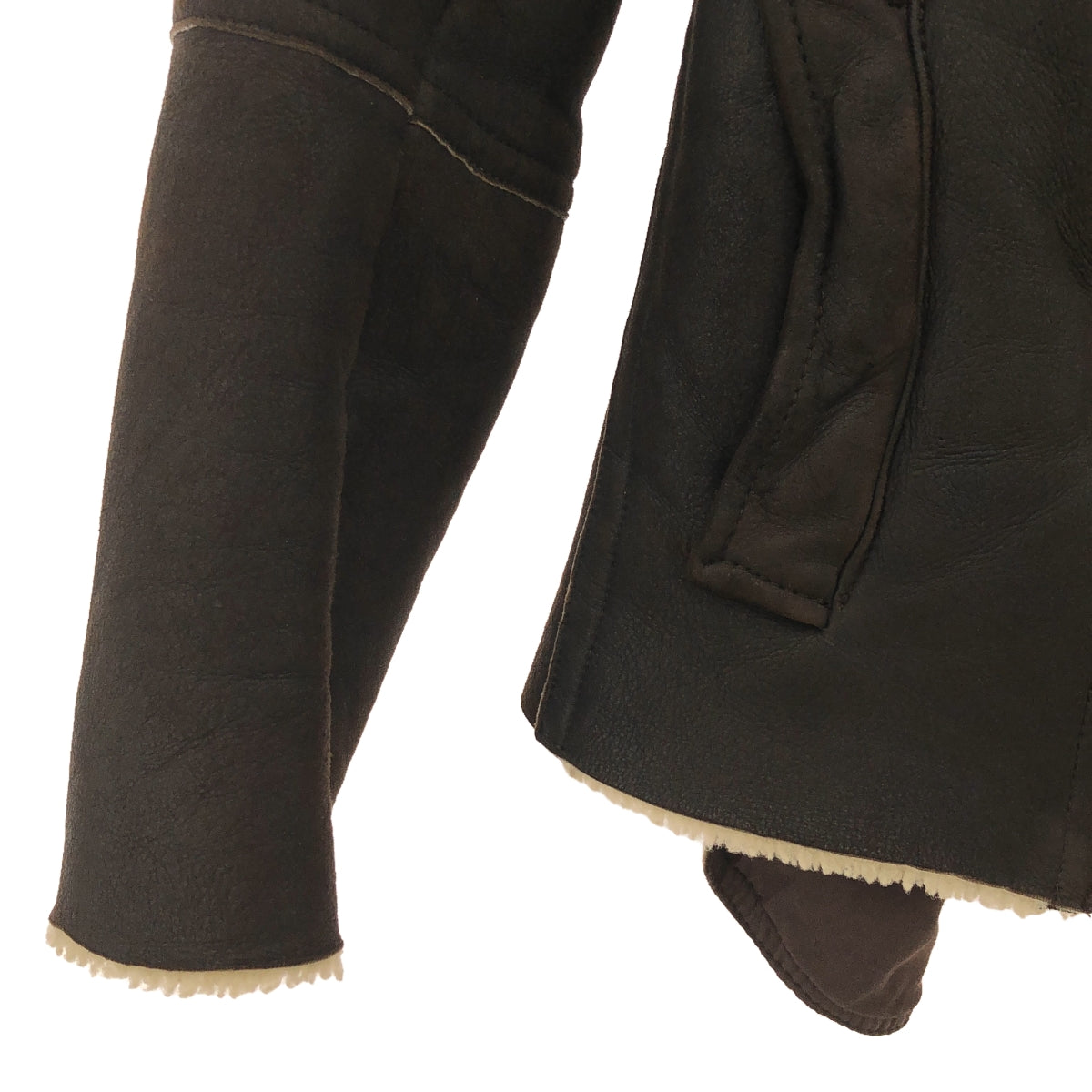 ALLSAINTS SPITALFIELDS / オールセインツ スピタルフィールズ | JUT LEATHER JACKET シープレザー ムートン ボアジャケット | ブラウン | レディース