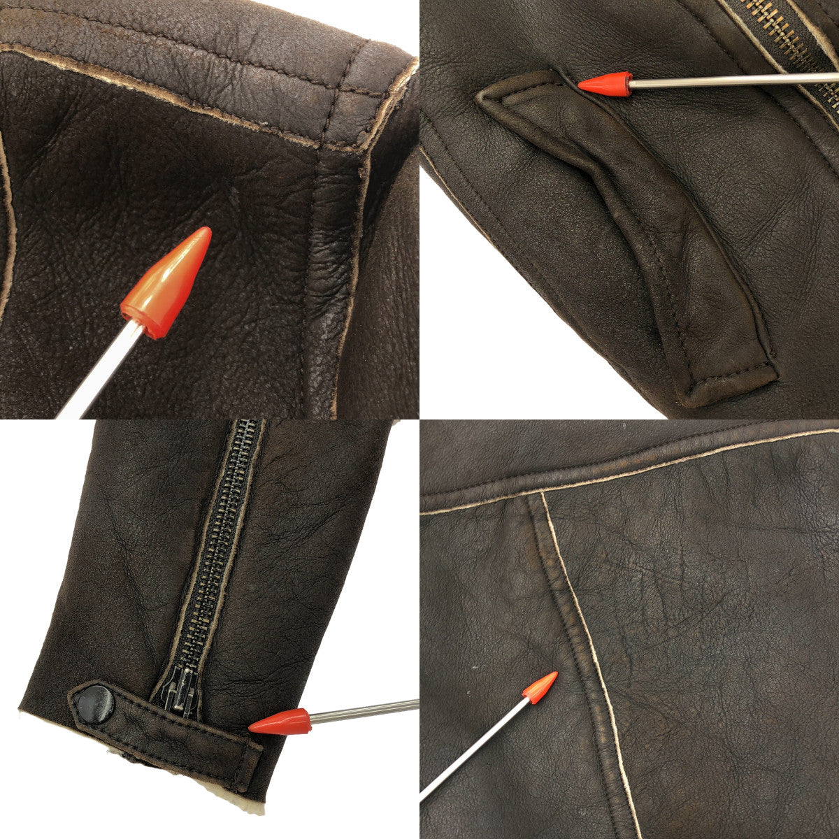 ALLSAINTS SPITALFIELDS / 斯皮塔菲爾德諸聖 |長皮夾克 |羊皮羊毛圍巾夾克 |布朗 |女性的