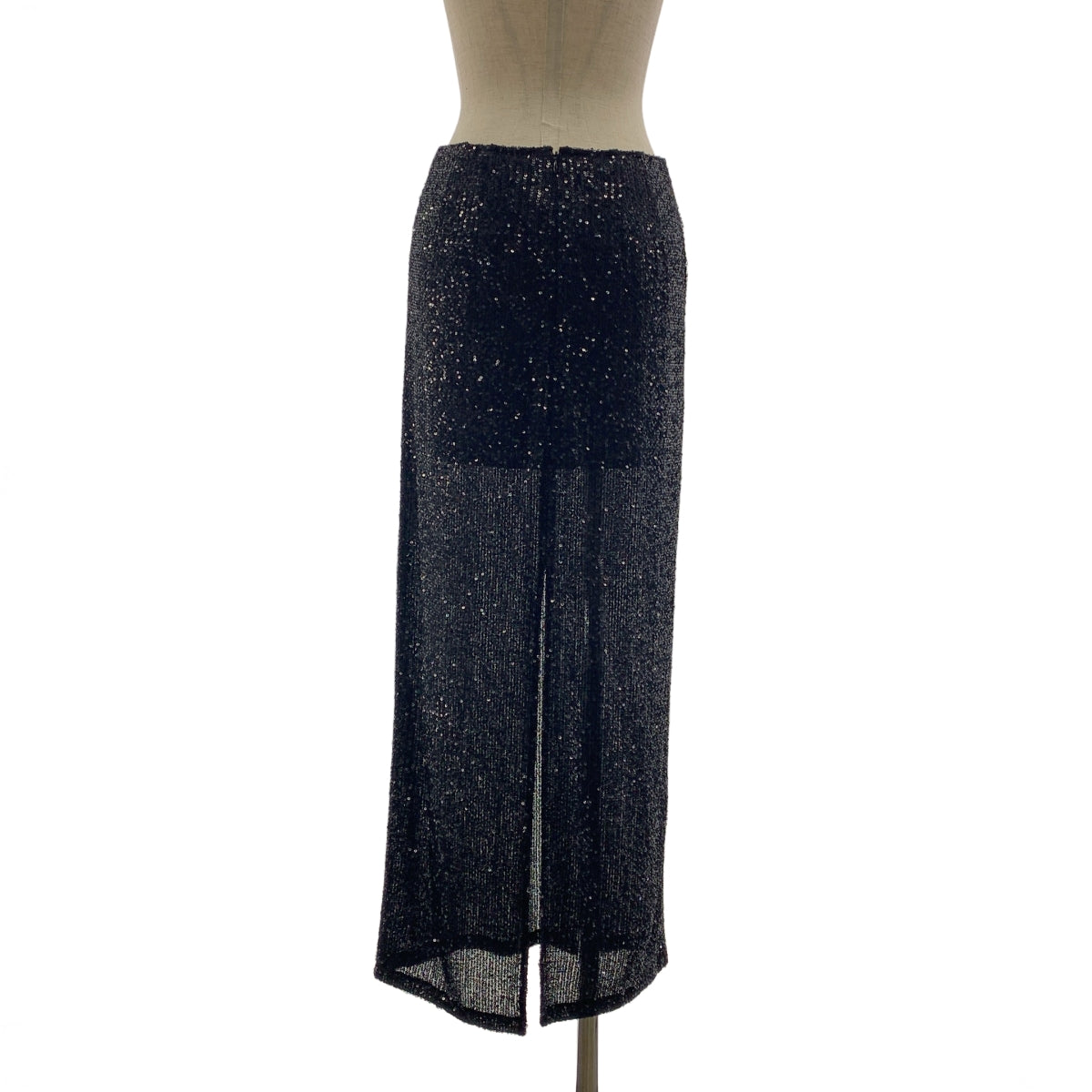 【美品】  JOHN LAWRENCE SULLIVAN / ジョンローレンスサリバン | Spangle Long Skirt / スパンコール スリット スカート | XS | black | レディース
