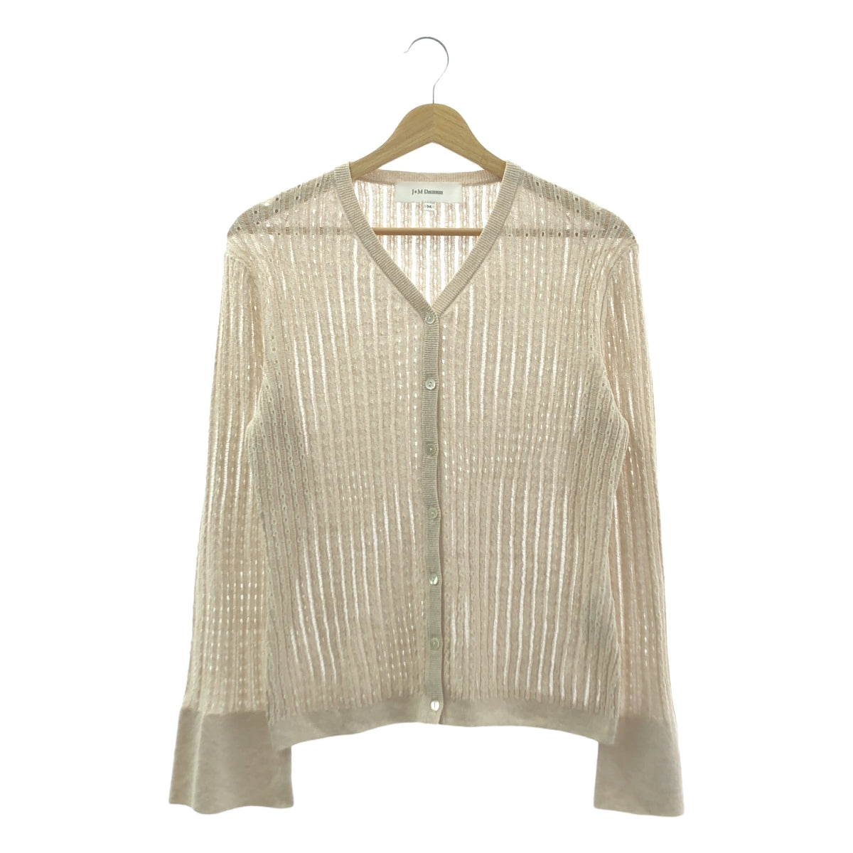 J&amp;M DAVIDSON / 제이앤엠 데이비슨 | 코튼 린넨 플레어 슬리브 V 넥 가디건 | M | 베이지 | 여성