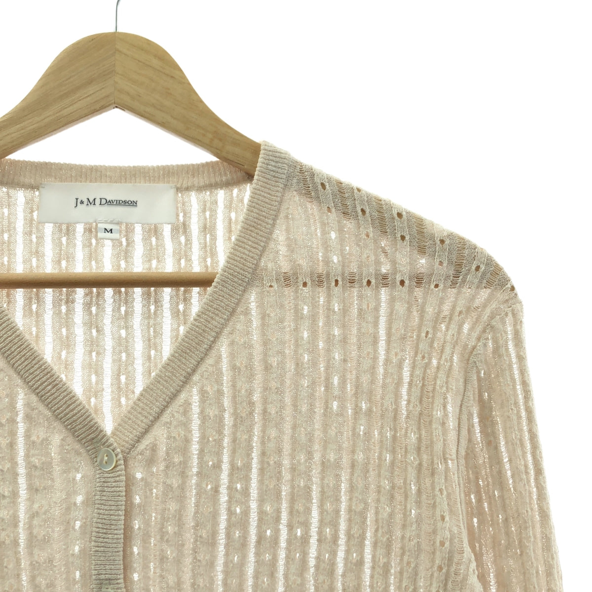 J&amp;M DAVIDSON / 제이앤엠 데이비슨 | 코튼 린넨 플레어 슬리브 V 넥 가디건 | M | 베이지 | 여성