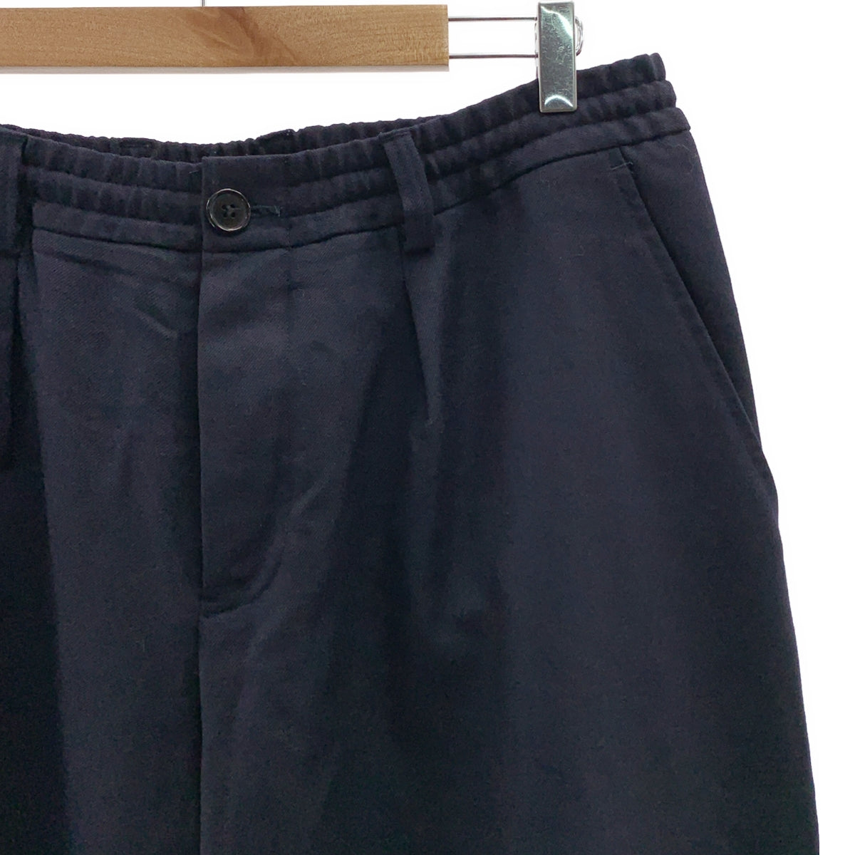 MARNI / 마르니 | 울 와이드 테이퍼드 팬츠 | 48 | 네이비 | 남성