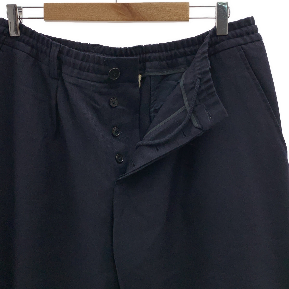 MARNI / 마르니 | 울 와이드 테이퍼드 팬츠 | 48 | 네이비 | 남성