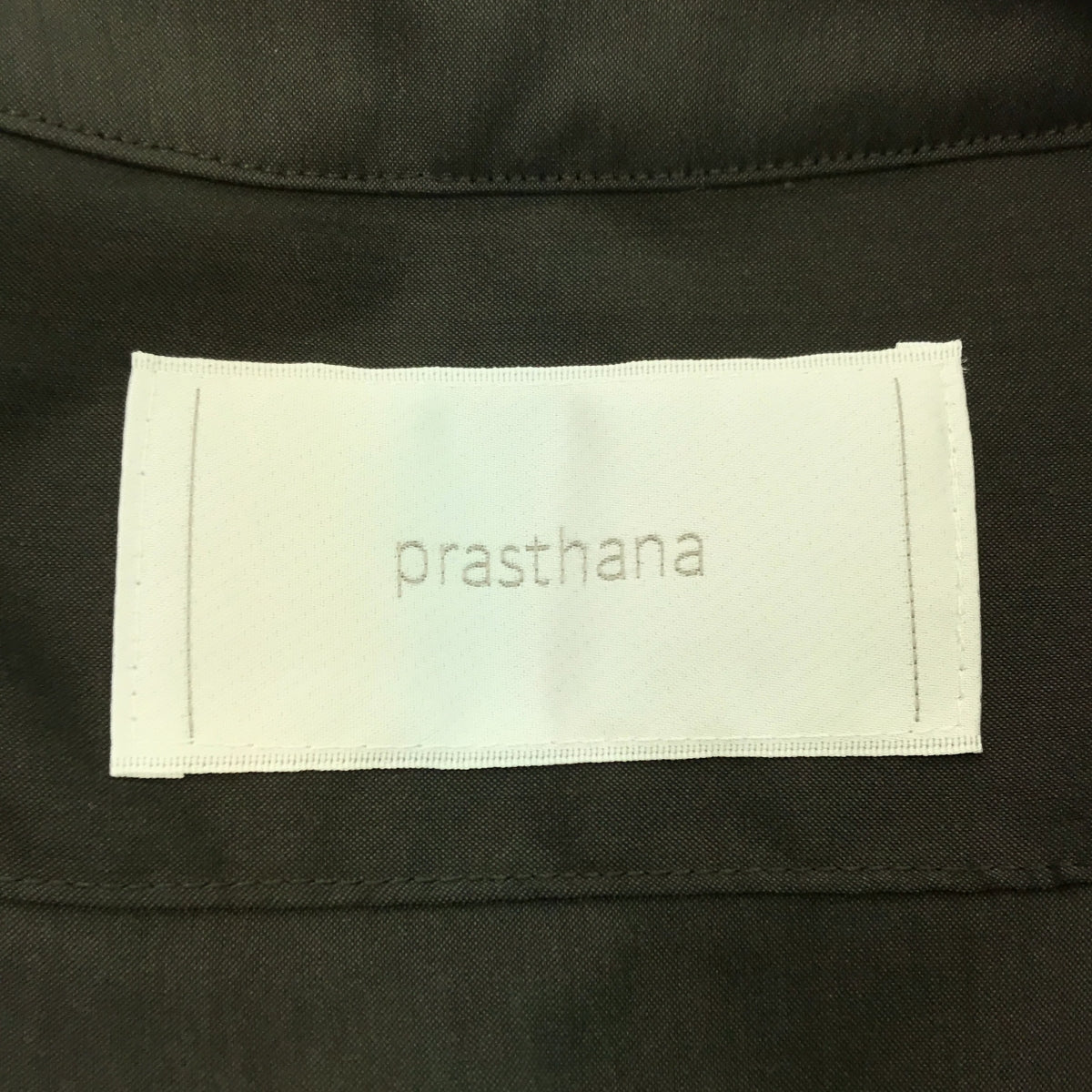 【신품】 prasthana / 프라스타나 | W / SOLOTEX no collar zip up shirt 셔츠 | M | 카키 | 남성