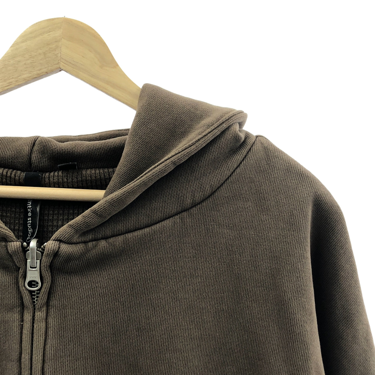 entire studios / 엔타이아 스튜디오 | THERMAL HOOD / 유기농 코튼 안감 와플 오버 스웨트 후디 | XXS | 브라운 | 남성