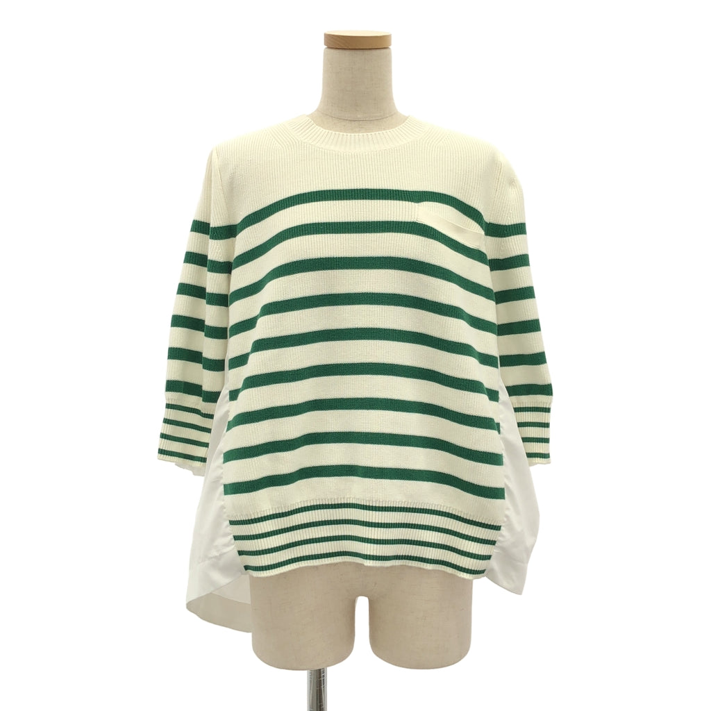sacai / サカイ | 異素材 切替 ドッキング ギャザースリーブ ニット シャツ ブラウス | 3 |