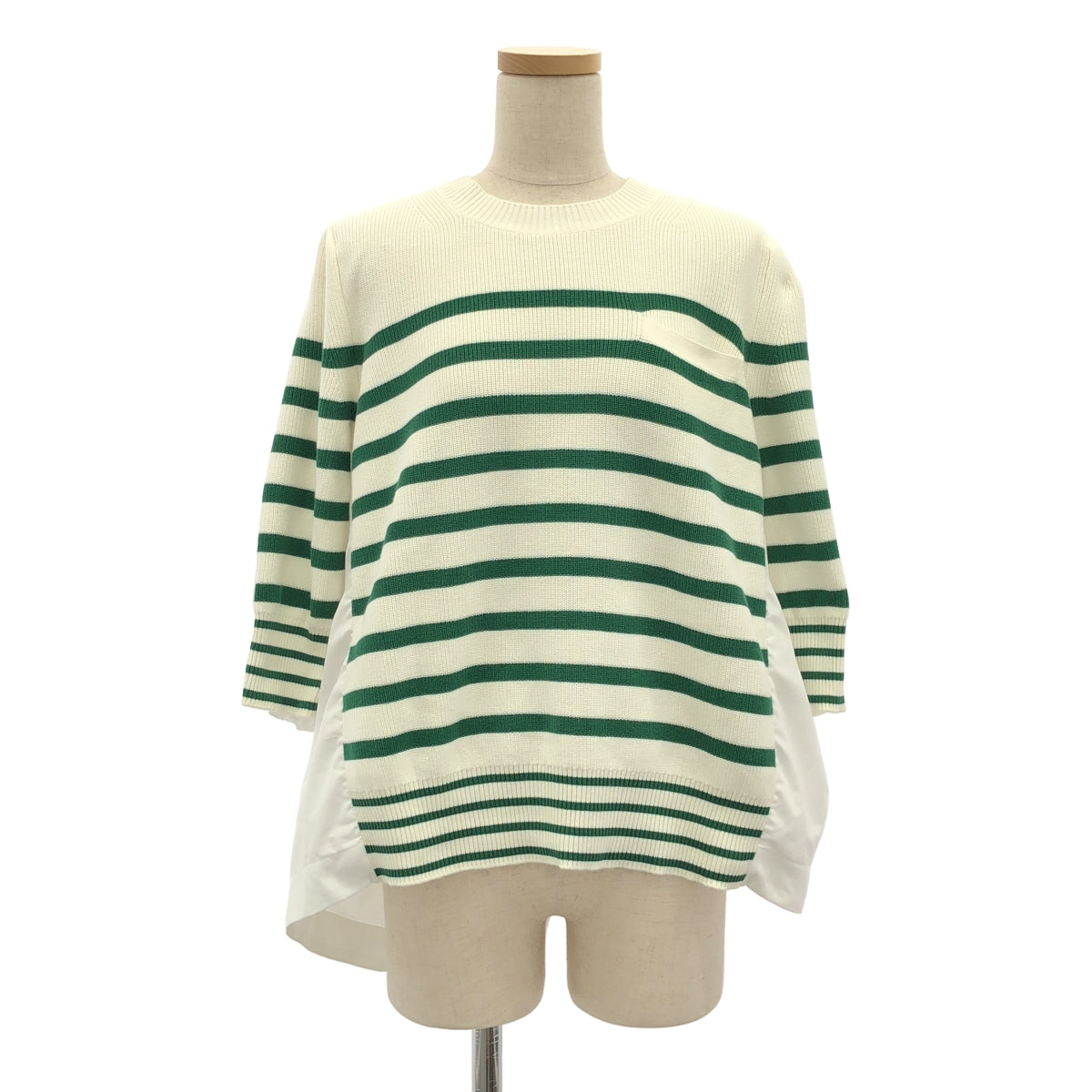 sacai / サカイ | 異素材 切替 ドッキング ギャザースリーブ ニット シャツ ブラウス | 3 |