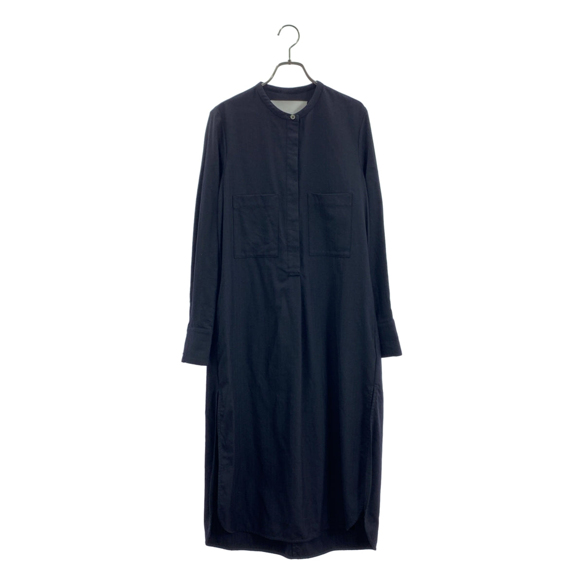 TICCA / ティッカ | ウール ヘリンボーン バンドカラー ワンピース | F | ネイビー | レディース