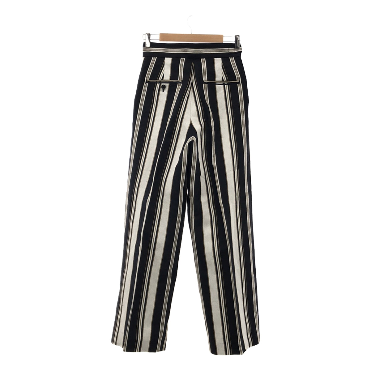 [New] Heriter | Linen Cotton Striped Tuck Pants | Size 38 | Navy/White | Women's