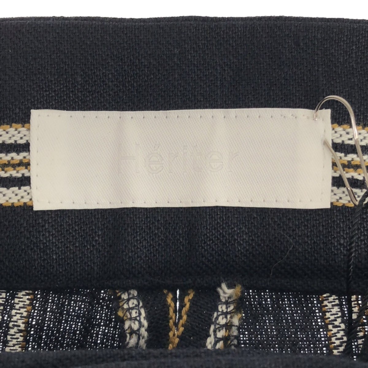 【新品】  Heriter / エリテ | リネン コットン ストライプ タックパンツ | 38 | ネイビー / ホワイト | レディース