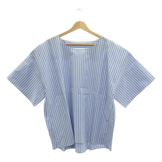 【美品】  MM6 Maison Margiela / エムエムシックスメゾンマルジェラ | 2018SS | striped tops  / オーバー カットソー | 42 | ブルー/ホワイト | レディース