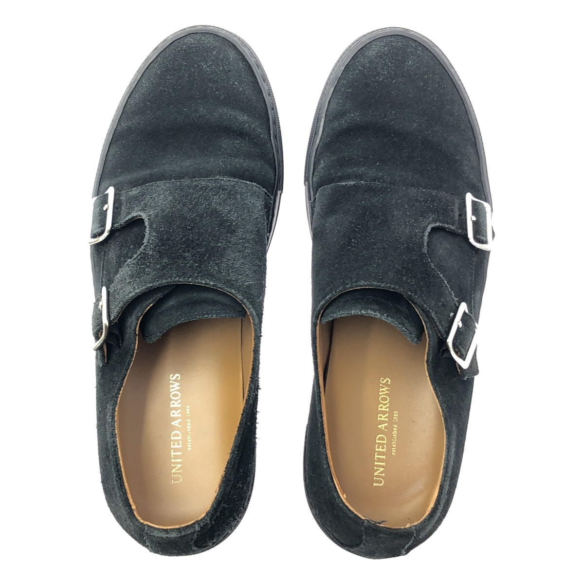 UNITED ARROWS / ユナイテッドアローズ | ダブルモンク スエード スニーカー | 40 | ブラック | メンズ