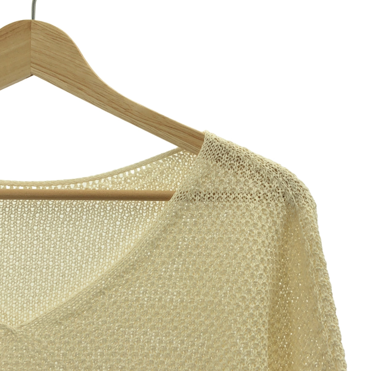 [狀況極佳] NOBLE | 2025SS | Paper Yarn Kanoko 後背 V 字套頭衫 | F | 自然色 | 女款