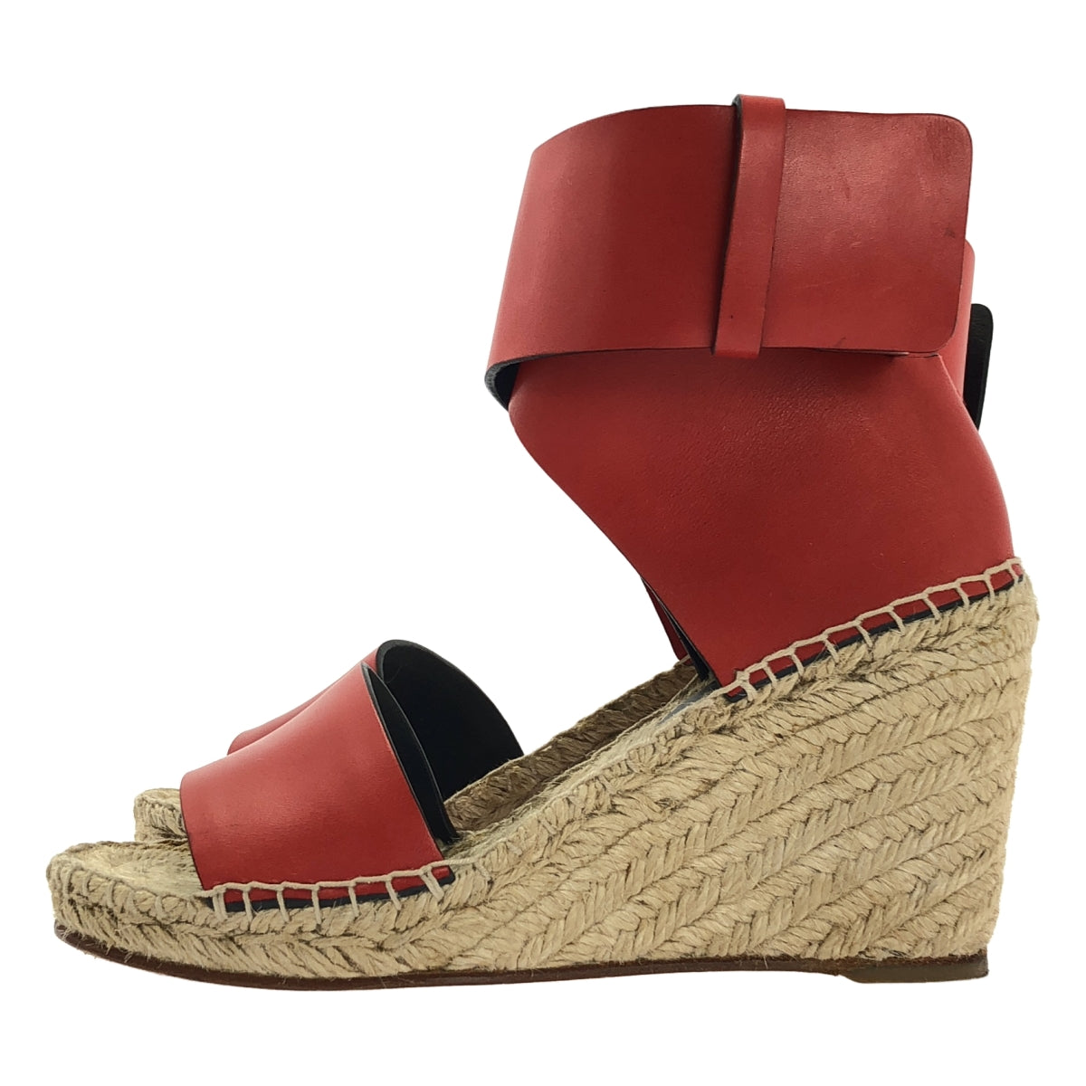 CELINE | by Phoebe Philo 踝帶坡跟涼鞋 | 尺寸 36 | 米色/紅色 | 女款