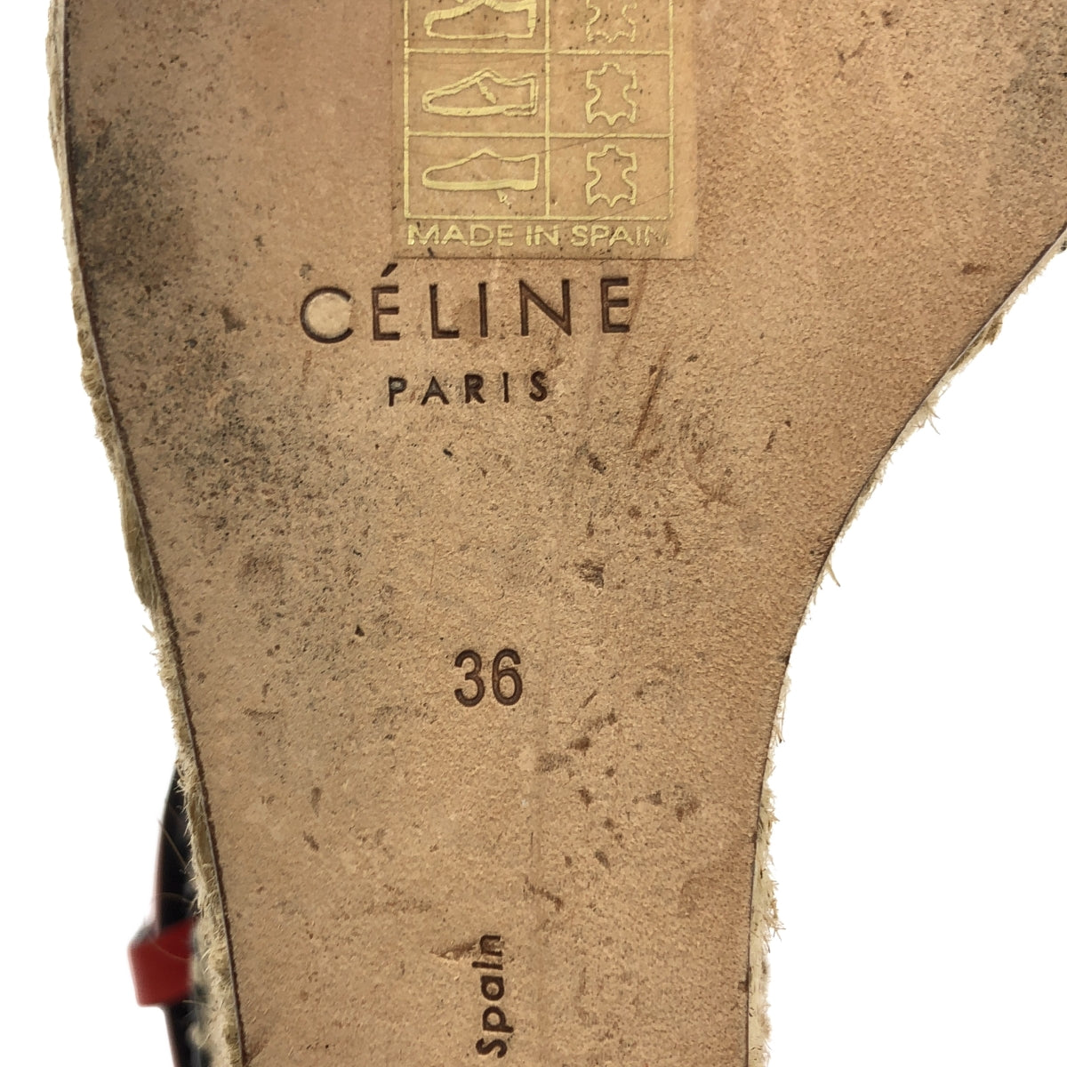 CELINE / 셀린느 | by Phoebe Philo 피비 / 발목 스트랩 웨지 솔 샌들 | 36 | 베이지/레드 |